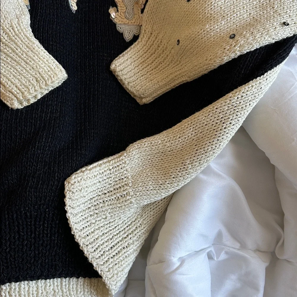Vintage Nannell Black Cream Sweater Embellishments - Picture 4 of 11